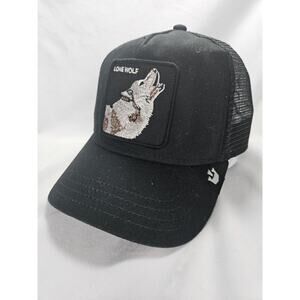 Goorin Bros The Farm Trucker Hat Navy Lone Wolf Black Cap Embroidered Snapback